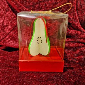 Rare Vintage Collectible - Dansk Holiday (brand) Wooden Pear Ornament - NIB